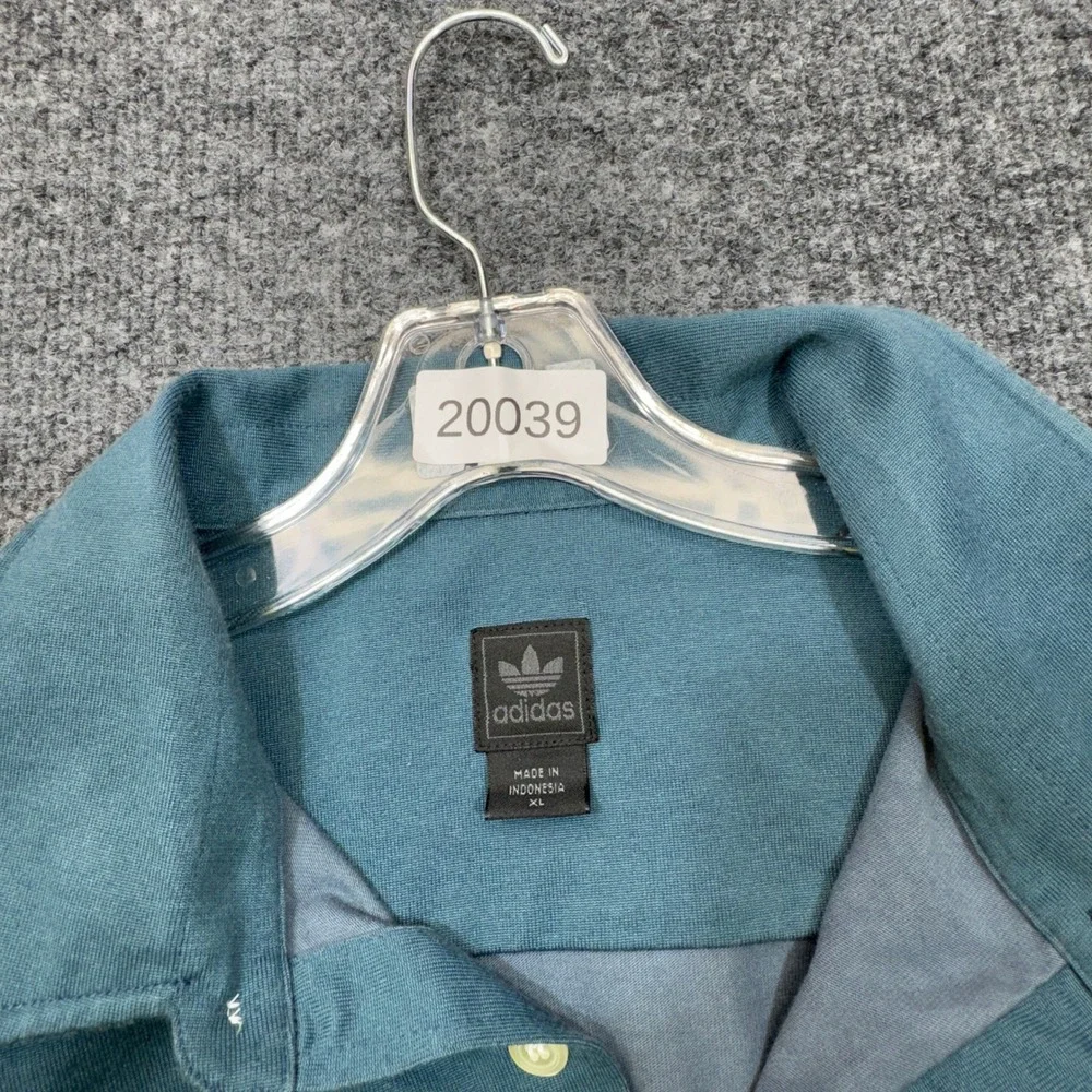 Vintage Adidas Originals Shirt Mens XL Blue Trefoil Overshirt Shacket Disco Y2K